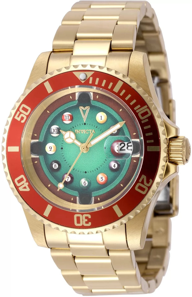 Invicta Men's 50522 Pro Diver Quartz PC32 Green, Red Dial Watch