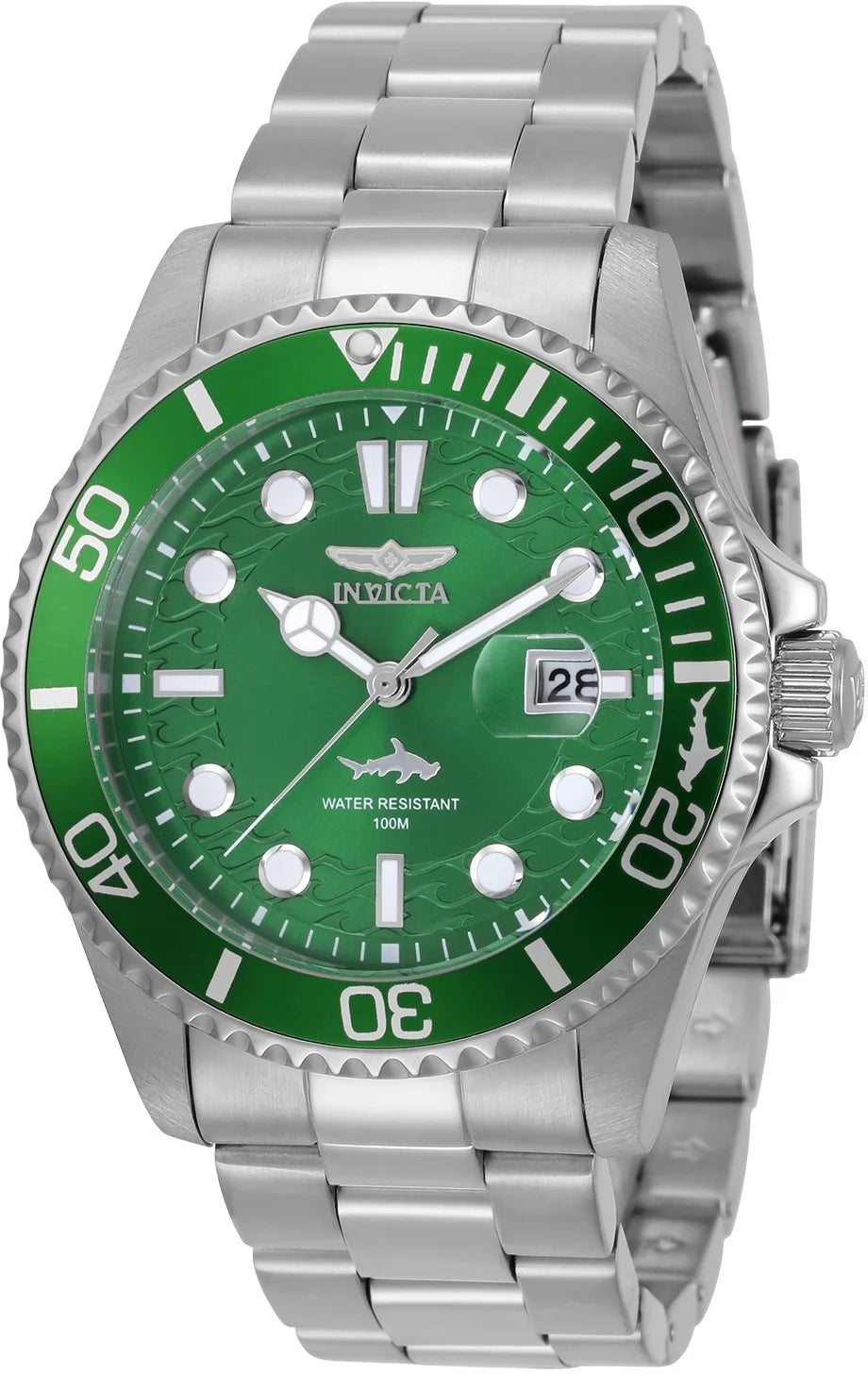 Invicta Men's 30020 Pro Diver  Quartz 3 Hand Green Dial Watch