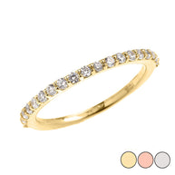 Gold Cubic Zirconia Wedding Band Ring (Available in Yellow/Rose/White Gold)