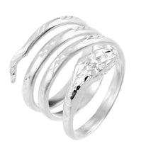 .925 Sterling Silver Diamond Cut Coiled Serpent Snake Ring