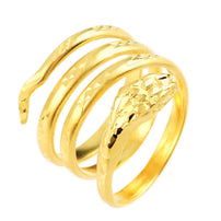 Solid Gold Diamond Cut Coiled Serpent Snake Ring (Available in Yellow/Rose/White Gold)