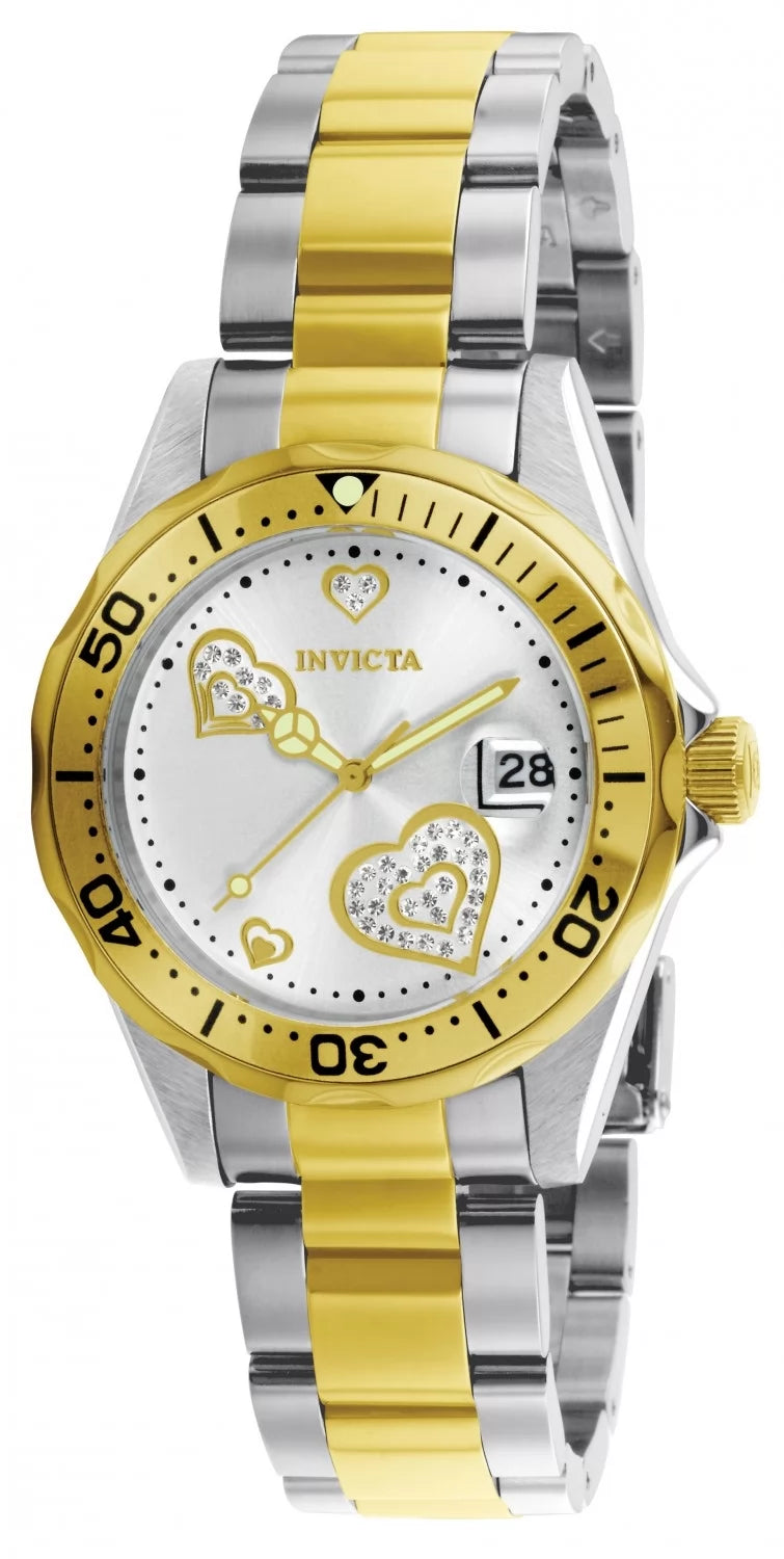 Invicta Women's 12287 Angel  Quartz 3 Hand Metallic White Dial Watch