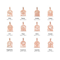 Solid Gold 12 Zodiac Signs Pendant Necklace (Available in Yellow/Rose/White Gold)
