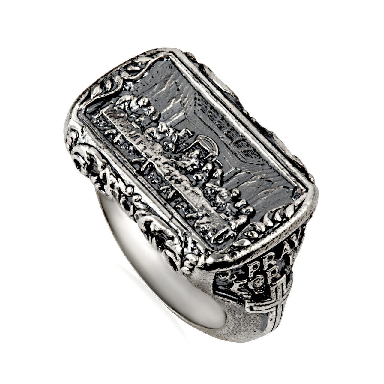 .925 Sterling Silver Biblical Last Supper Jesus Christ Apostles Men's Signet Ring