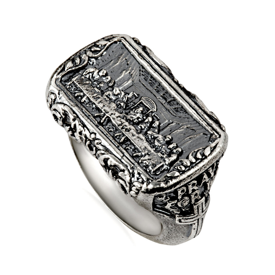 .925 Sterling Silver Biblical Last Supper Jesus Christ Apostles Men's Signet Ring