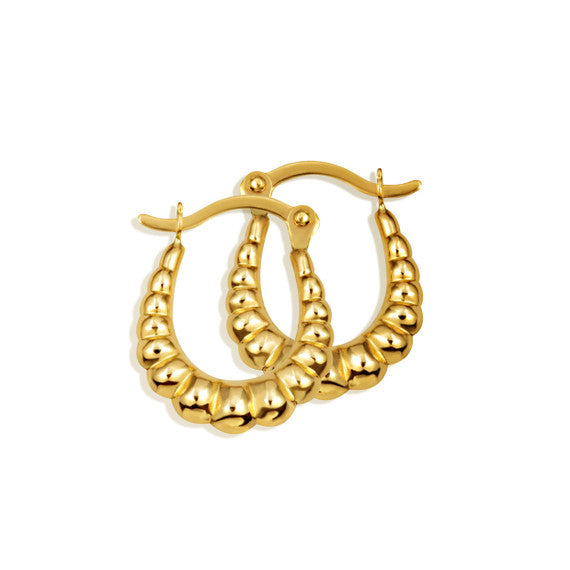 Yellow Gold Croissant Hoop Earrings