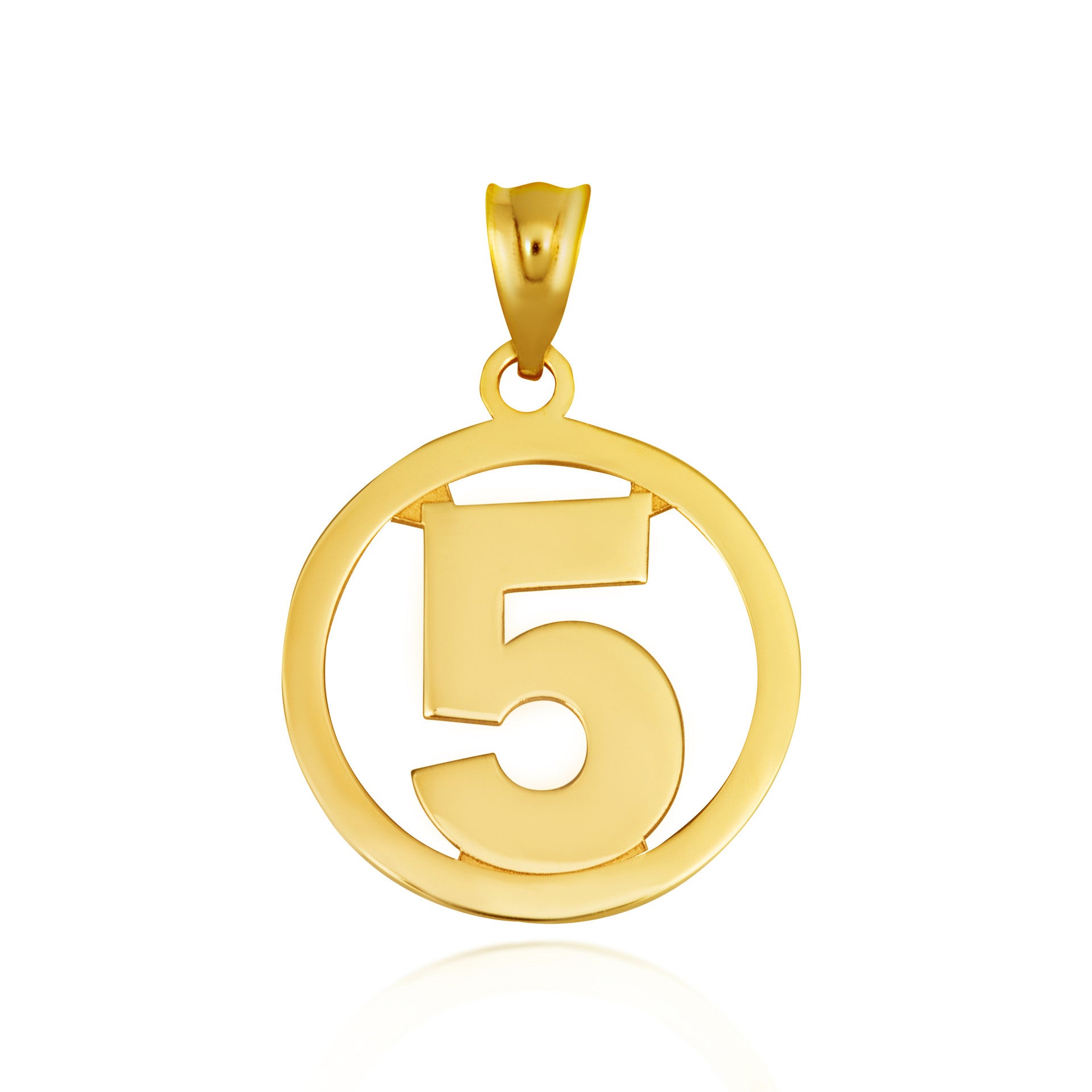 Gold Personalized Jersey Number Sports Circle Pendant Necklace (Available in Yellow/Rose/White Gold)