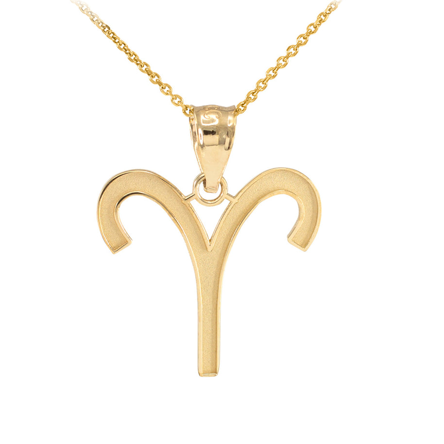 Gold Zodiac Sign Pendant Necklace (Available in Yellow/Rose/White Gold)