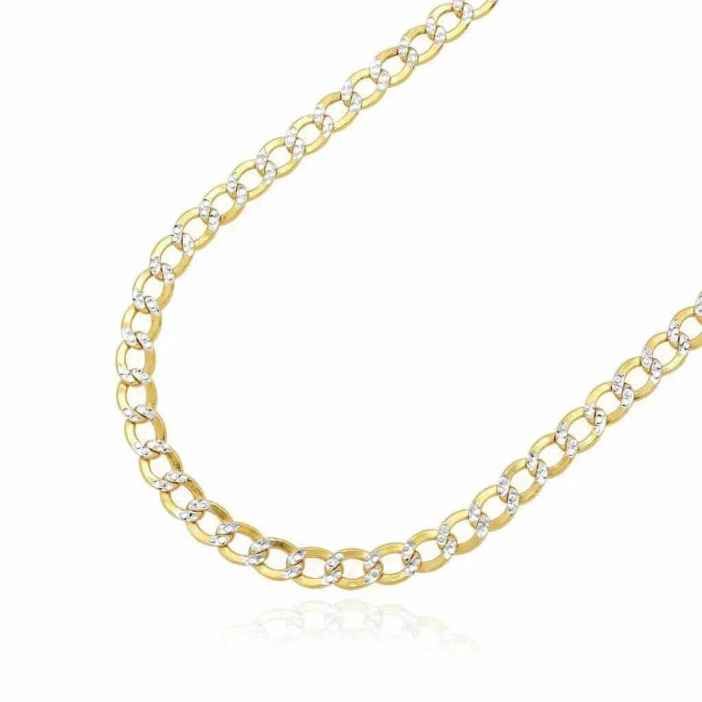 10K Yellow Gold Two Tone Diamond Cut Cuban Chain
