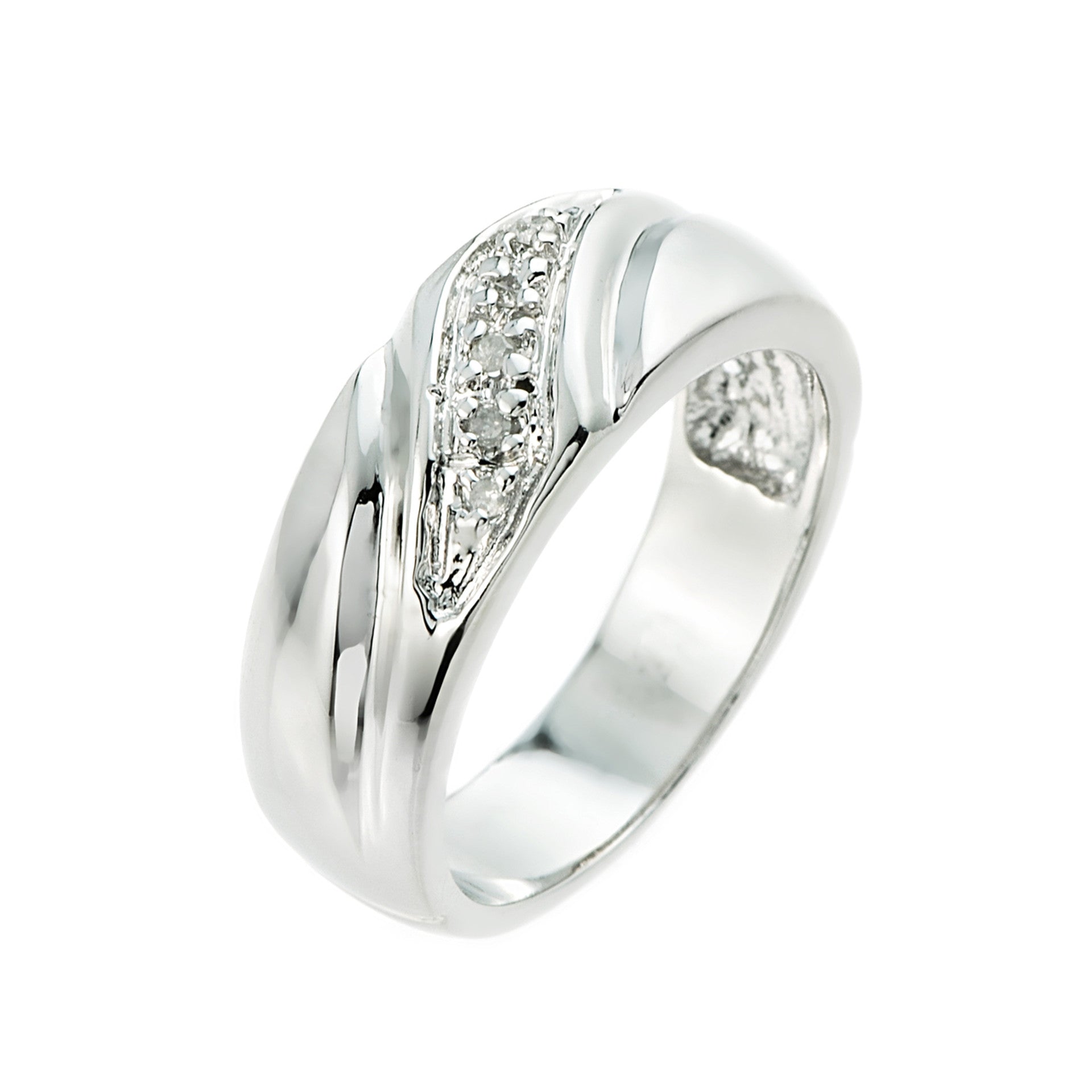 White Gold Diamond Wedding Band Men's Ring