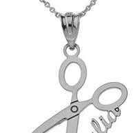 Personalized Engravable Silver Name Hairdresser Hair Stylist Scissor Pendant Necklace