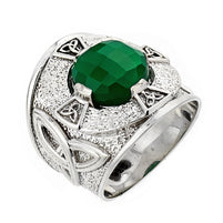 Sterling Silver Celtic Knot Men's Ring with Green Agate