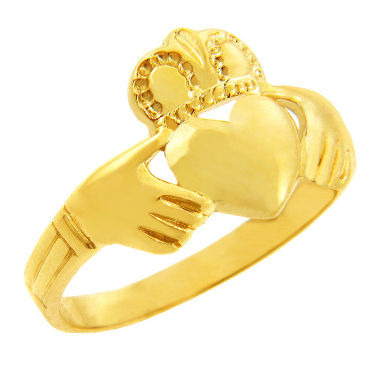 Solid Gold Traditional Claddagh Ring (Available In Yellow/Rose/White Gold)