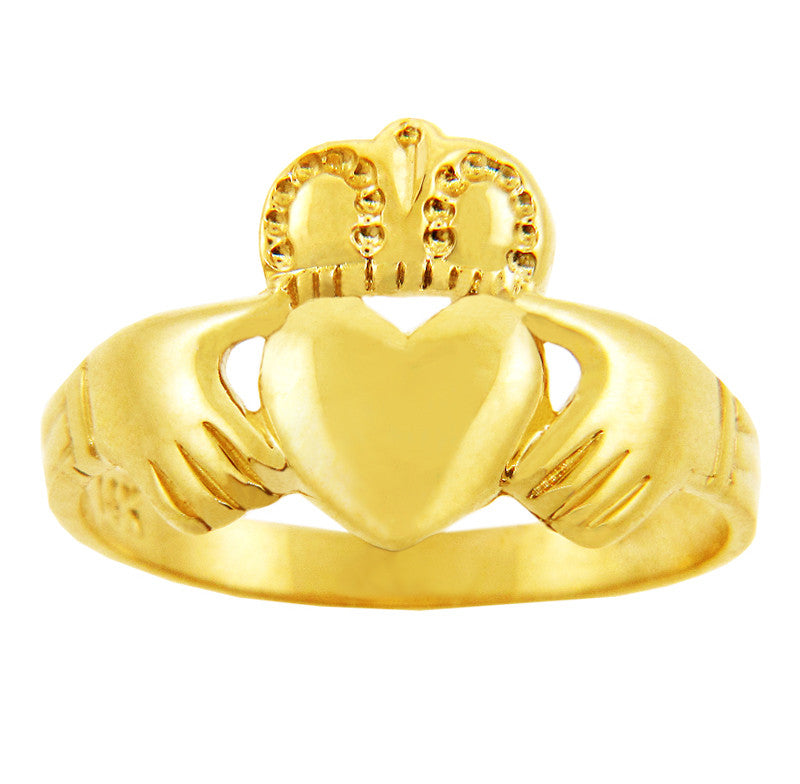 Solid Gold Traditional Claddagh Ring (Available In Yellow/Rose/White Gold)