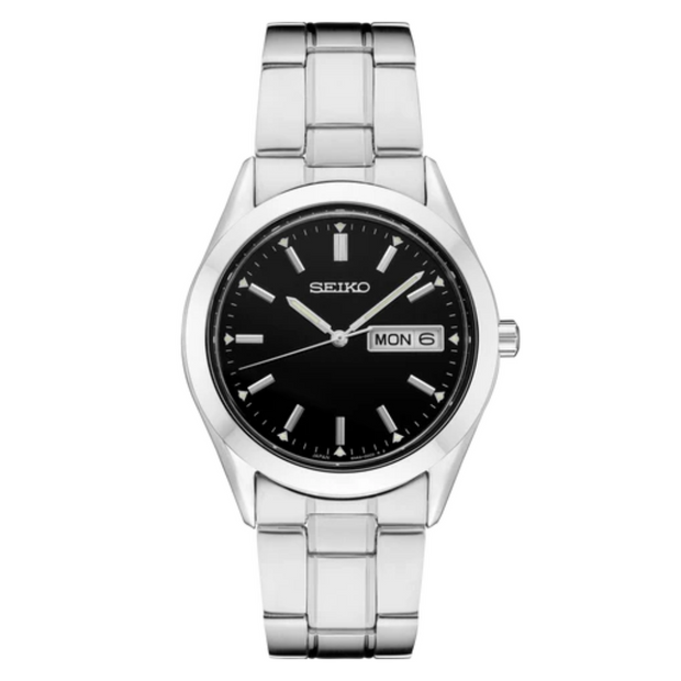 Seiko SUR361 Essentials Quartz Black Dial Steel Bracelet Men's Watch