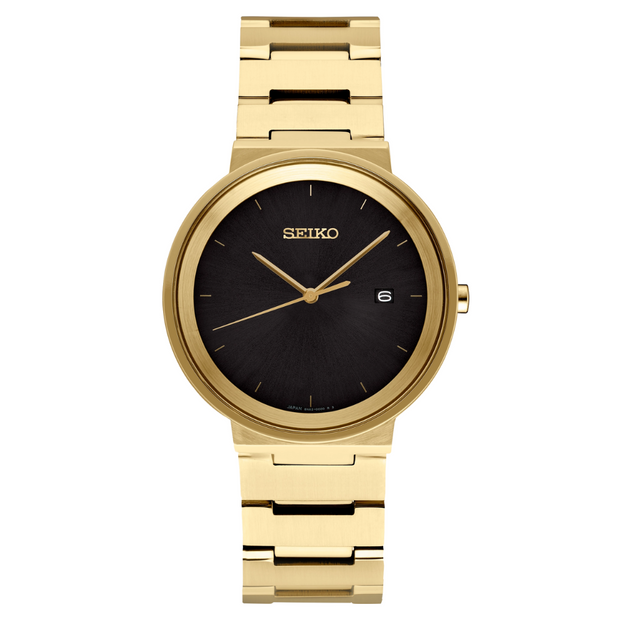 Seiko SUR488 Essentials Black Sunray Dial Gold Women's Watch