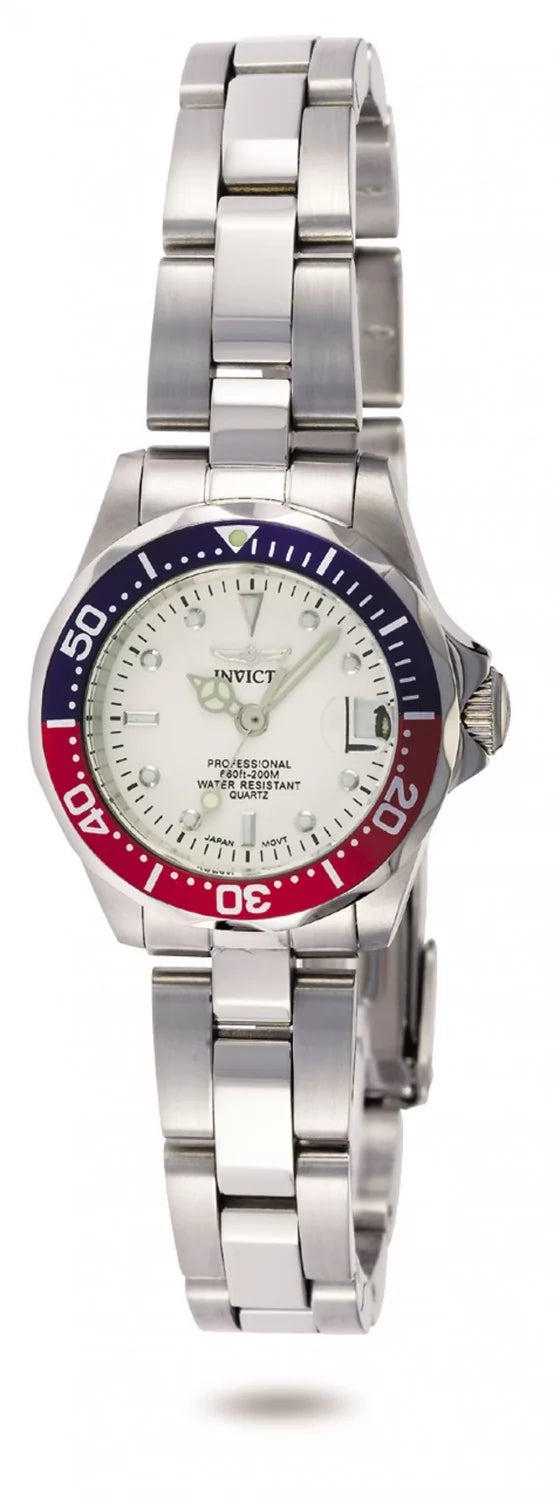 Invicta Women's 8940 Pro Diver Quartz 3 Hand Silver Dial Watch