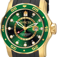 Invicta Men's 6994 Pro Diver Quartz GMT Gold, Green Dial Watch