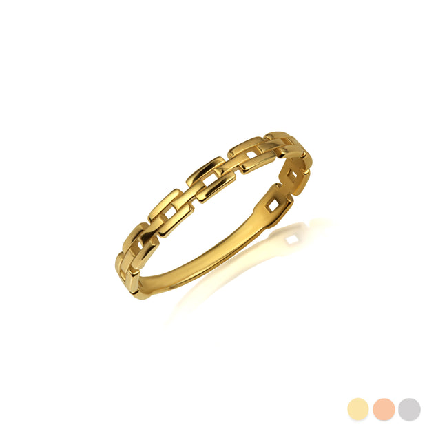 Gold Chain Link Protection Band Ring (Available in Yellow/Rose/White Gold)