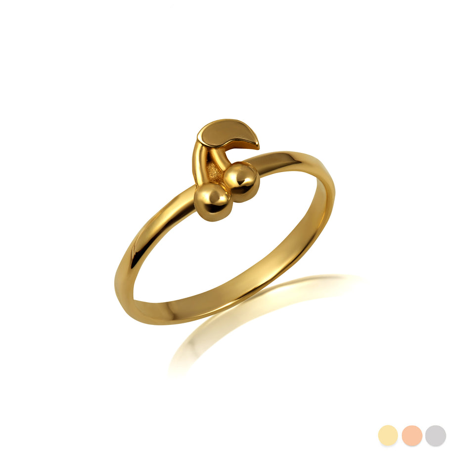 Gold Cherry Fruit Lucky Ring (Available in Yellow/Rose/White Gold)