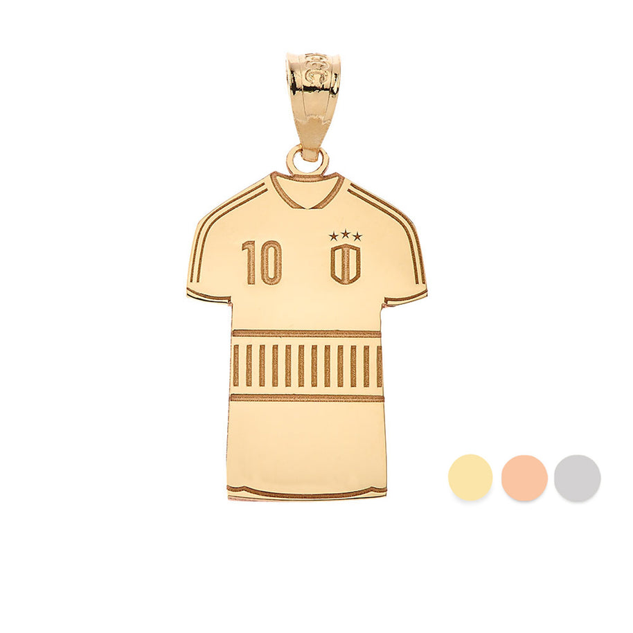 Gold Personalized Soccer Jersey Engravable Name & Number Fútbol Sports Pendant Necklace