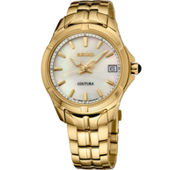 Seiko SUR588 Coutura Quartz MOP Dial Gold Tone Stainless Steel Ladies Watch