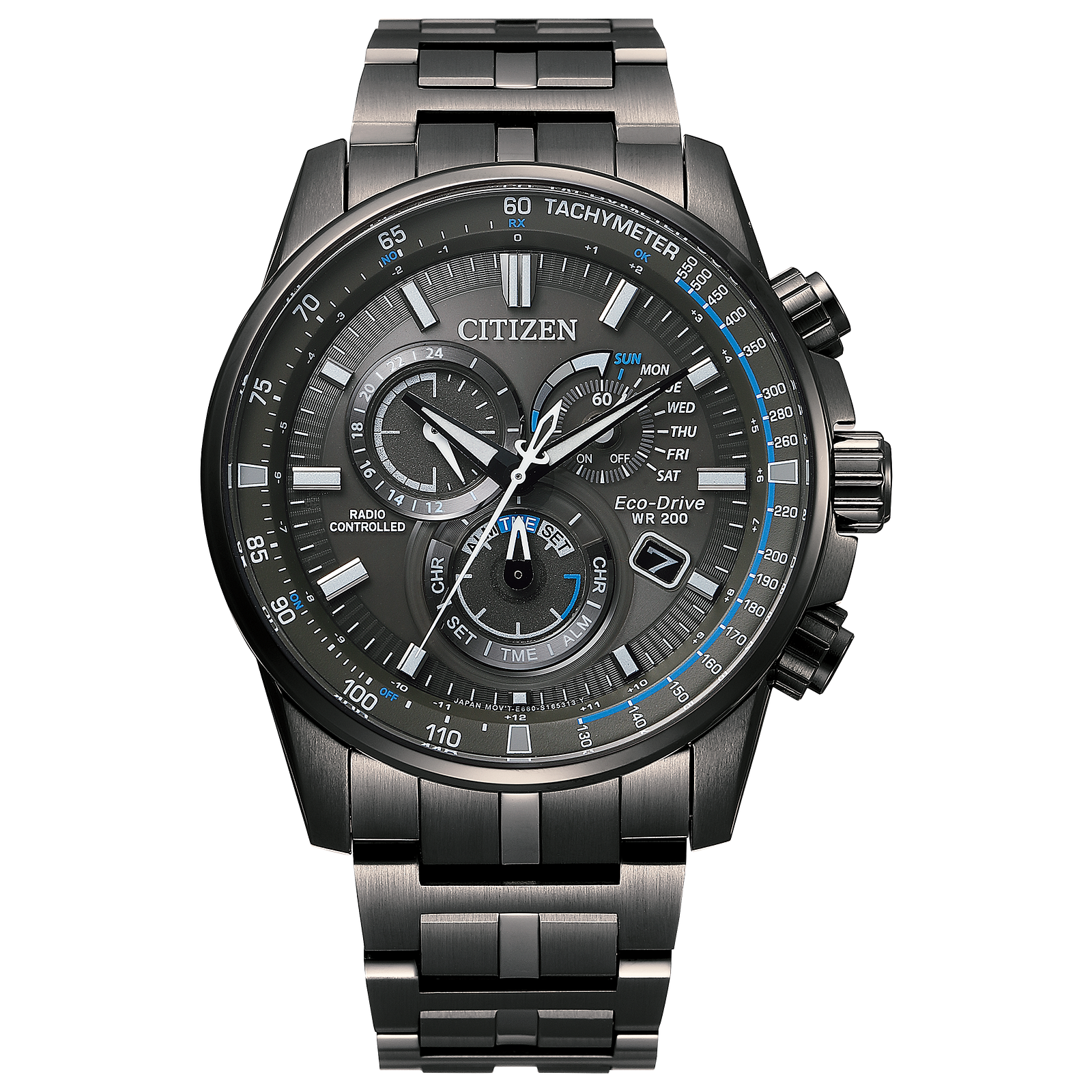 CB5887-55H Citizen Eco Drive PCAT Chronograph Black Dial Watch