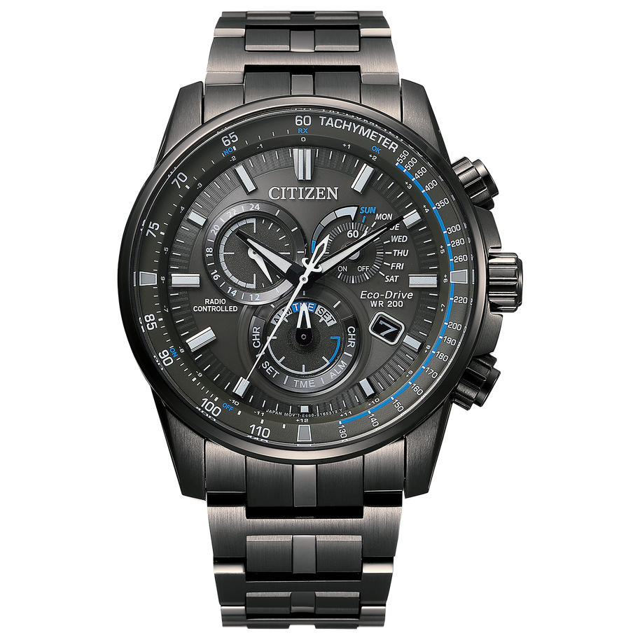 CB5887-55H Citizen Eco Drive PCAT Chronograph Black Dial Watch