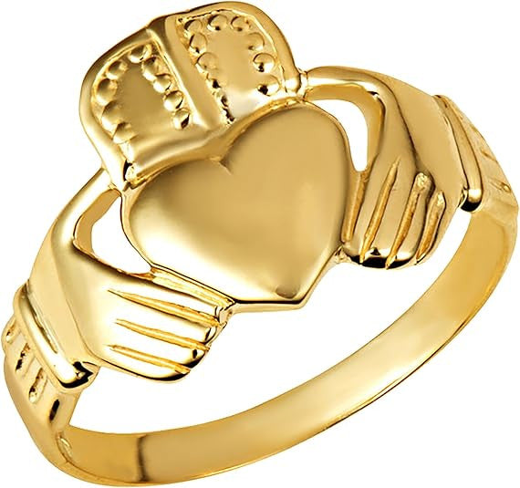 Gold Men's Symbolic Claddagh Ring (Available in Yellow/Rose/White Gold)