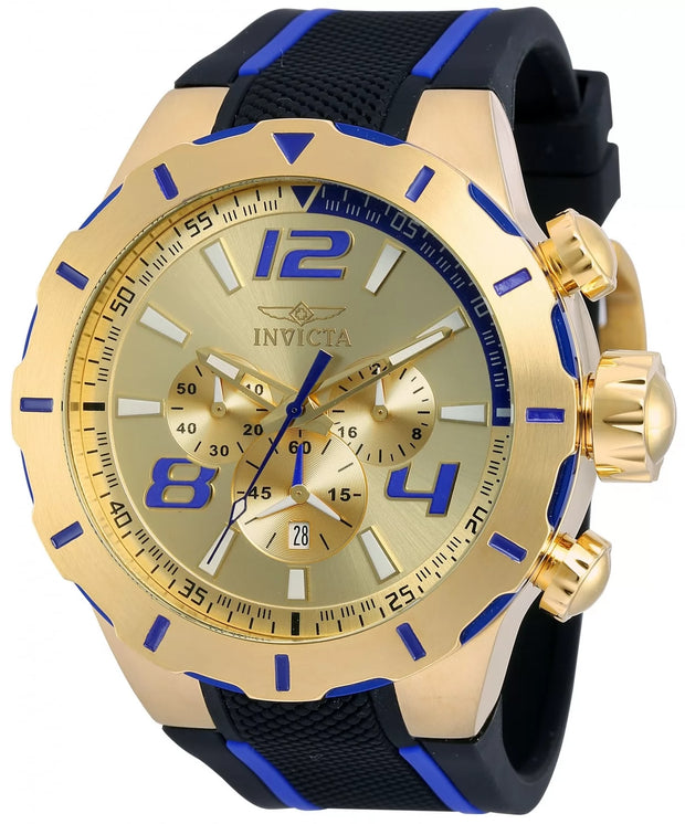 Invicta Men's 20107 S1 Rally Quartz 3 Hand Blue, Gold Dial Watch