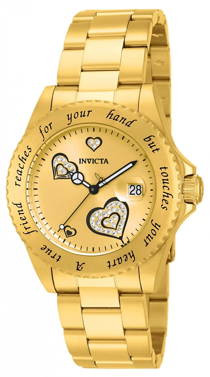 Invicta Women's 14733 Angel Quartz 3 Hand Gold Dial Watch