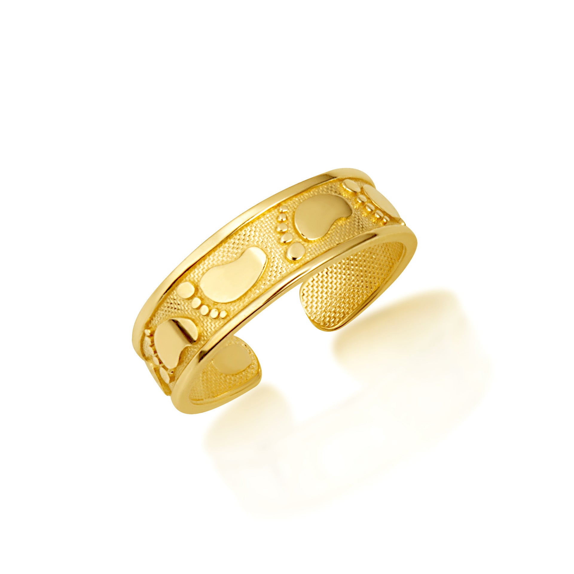 Gold Woman's Pathway Footprint Toe Ring (Available in Yellow/Rose/White Gold)