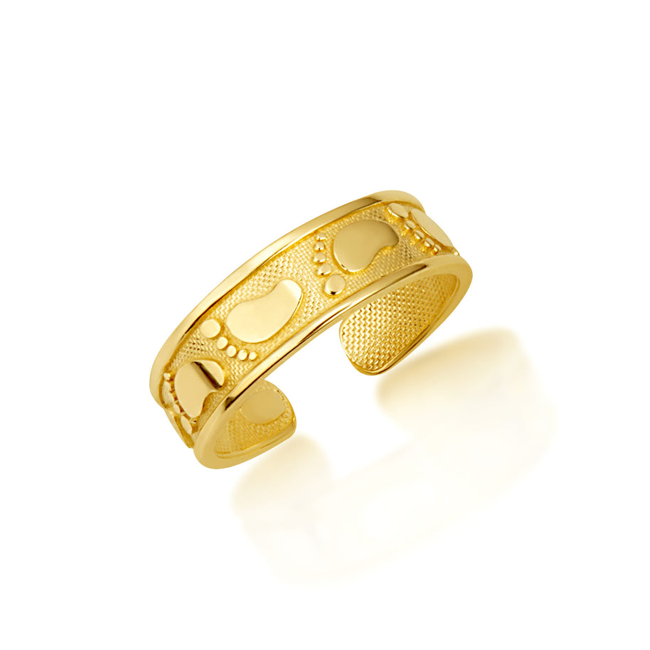 Gold Woman's Pathway Footprint Toe Ring (Available in Yellow/Rose/White Gold)