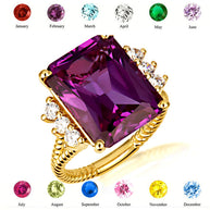Gold Emerald Cut Gemstone Rope Band Ring (Available in Yellow /Rose/White Gold)