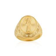 Gold Santa Muerte Grim Reaper Beaded Oval Signet Ring (Available in Yellow/Rose/White Gold)