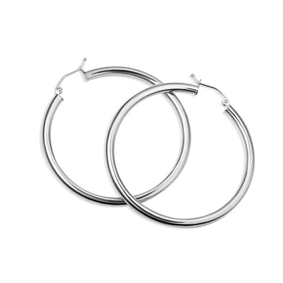 .925 Sterling Silver Tube Hoop Earrings (Available in Small/Medium/Large)