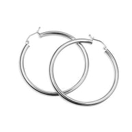 .925 Sterling Silver Tube Hoop Earrings (Available in Small/Medium/Large)
