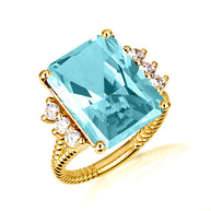 Gold Emerald Cut Gemstone Rope Band Ring (Available in Yellow /Rose/White Gold)