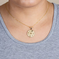 Gold Religious Interfaith Spiritual Medallion Pendant Necklace (Available in Yellow/Rose/White Gold)