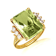 Gold Emerald Cut Gemstone Rope Band Ring (Available in Yellow /Rose/White Gold)
