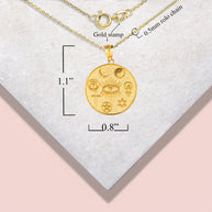 Gold Religious Interfaith Spiritual Medallion Pendant Necklace (Available in Yellow/Rose/White Gold)