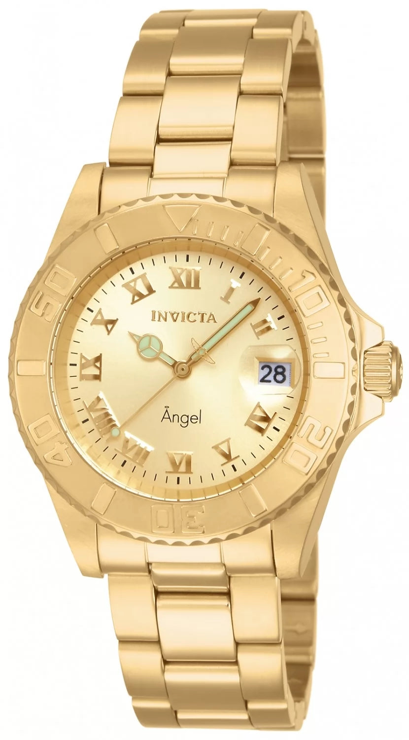 Invicta Women's 14321 Angel Quartz 3 Hand Gold Dial Watch