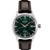 SRPD37 Seiko Presage Men's Watch Brown Leather Strap Green Dial
