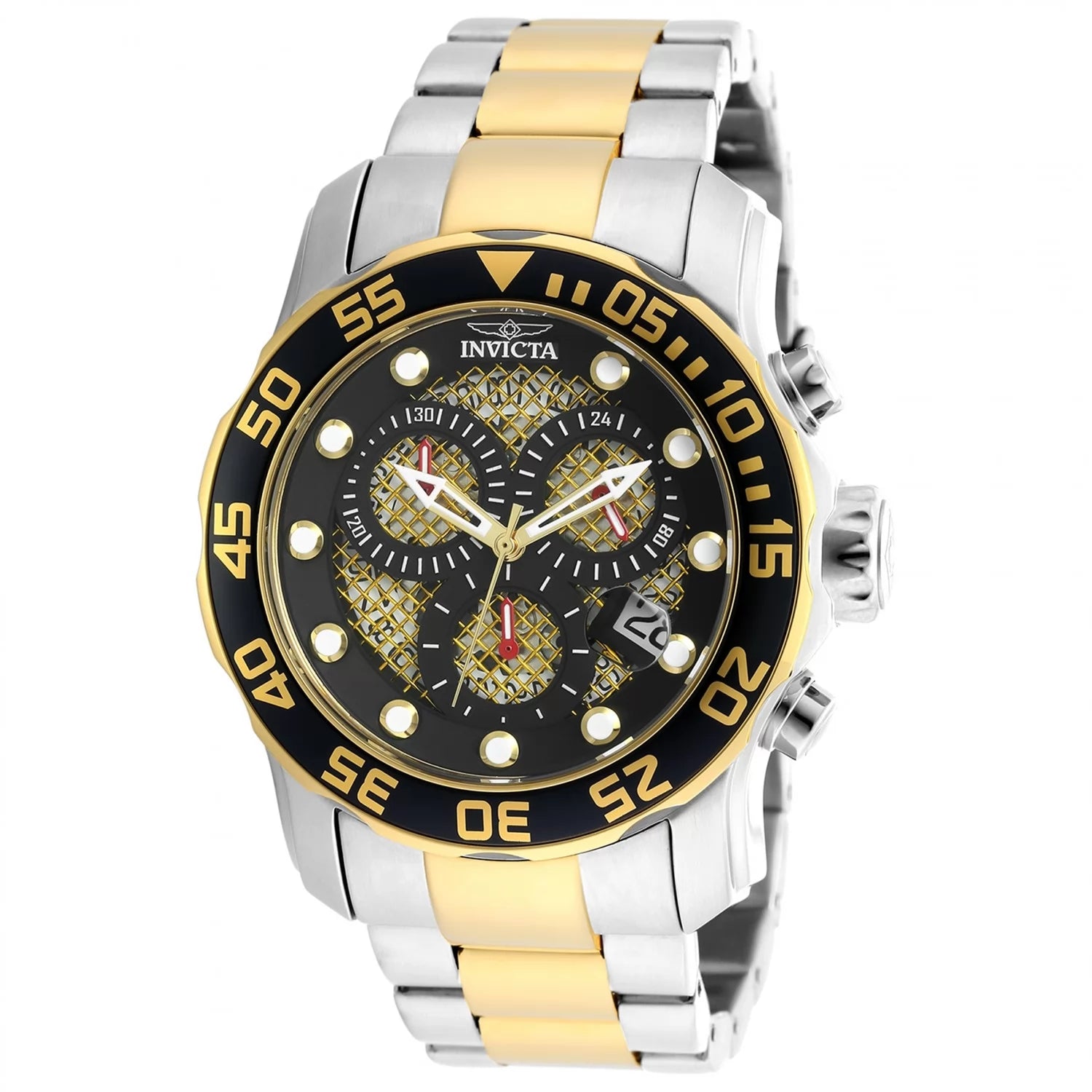 Invicta Men's 19839 Pro Diver Quartz 3 Hand Black, Gold Dial Watch