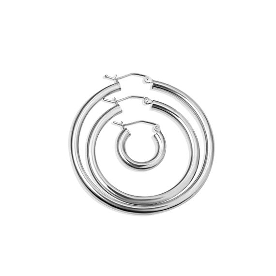 .925 Sterling Silver Tube Hoop Earrings (Available in Small/Medium/Large)
