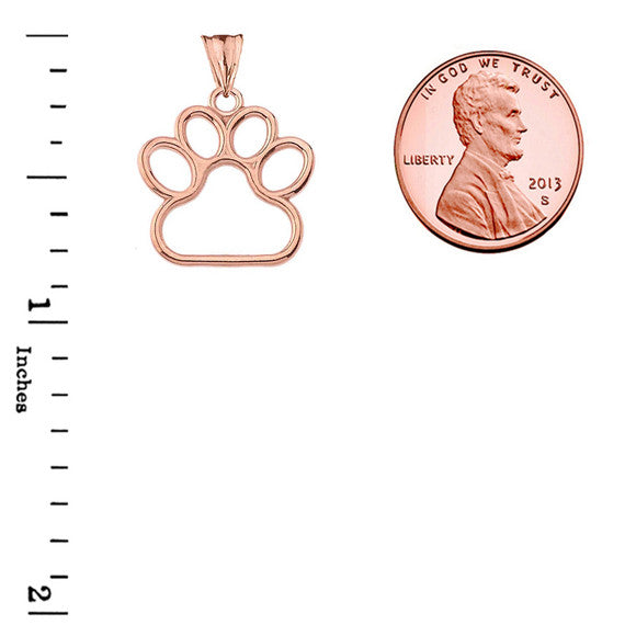 Solid Gold Dainty Dog Paw Print Pendant Necklace(Available In Yellow/Rose/White Gold) (0.80'')