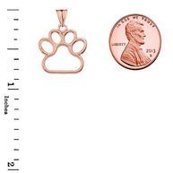 Solid Gold Dainty Dog Paw Print Pendant Necklace(Available In Yellow/Rose/White Gold) (0.80'')