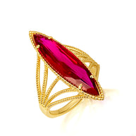 Gold Marquise Cut Gemstone Rope Band Ring (Available in Yellow /Rose/White Gold)