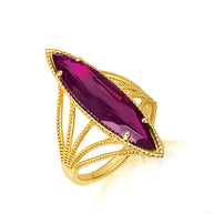 Gold Marquise Cut Gemstone Rope Band Ring (Available in Yellow /Rose/White Gold)