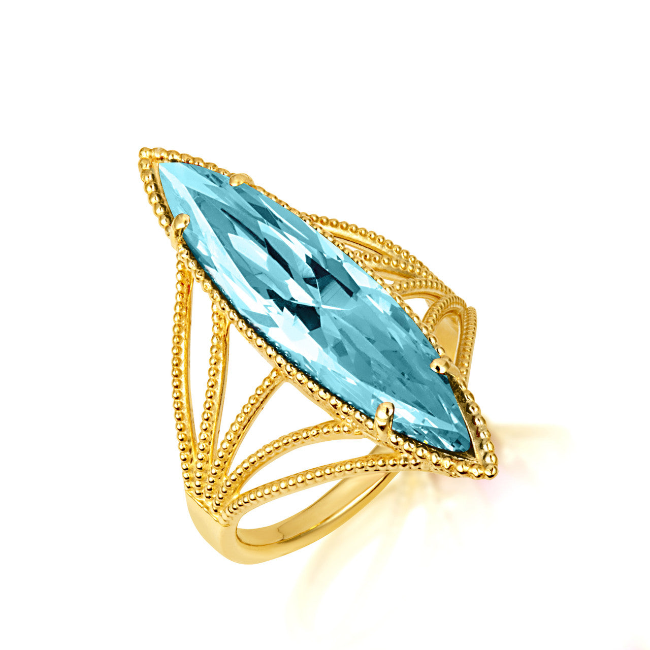 Gold Marquise Cut Gemstone Rope Band Ring (Available in Yellow /Rose/White Gold)